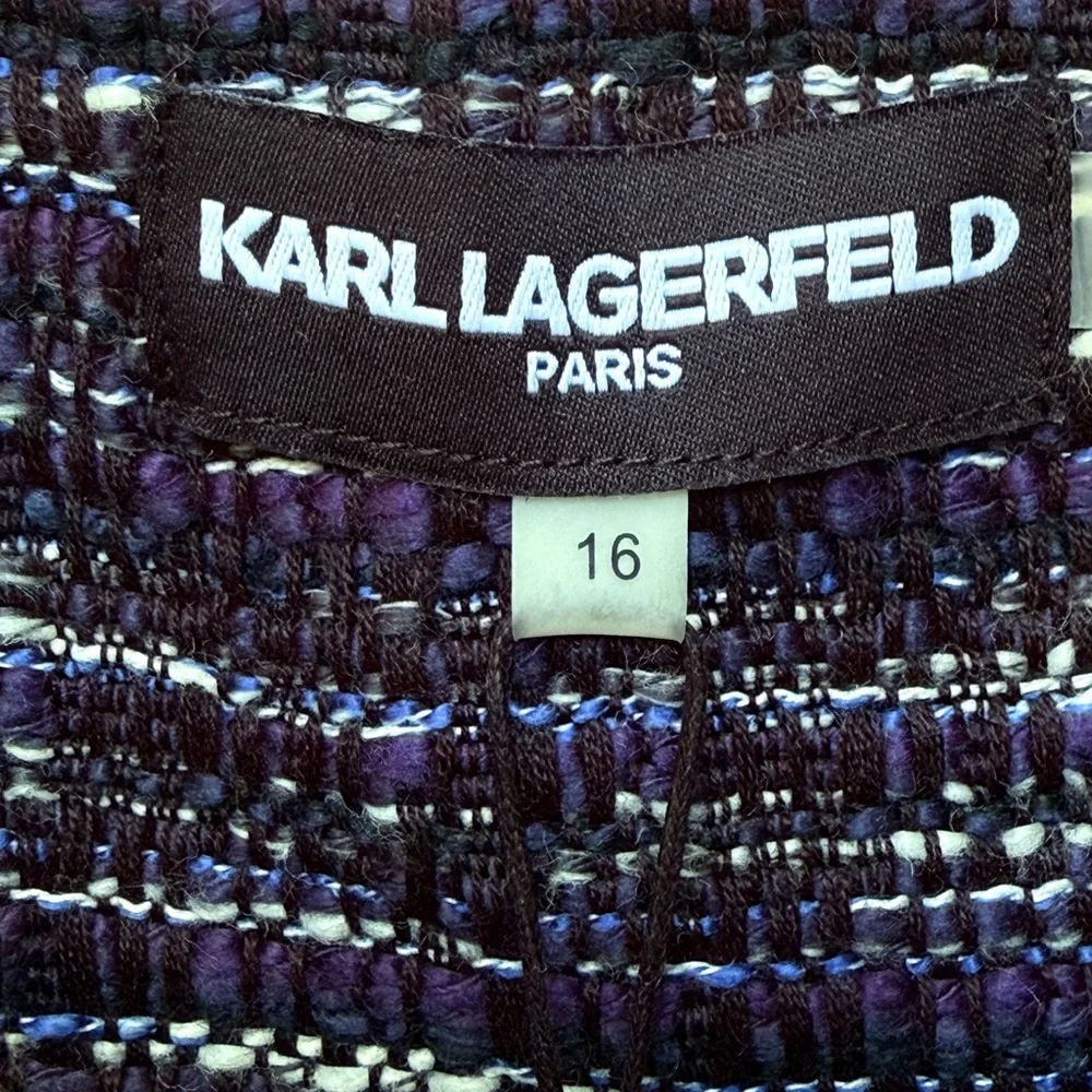 Karl Lagerfeld Navy Tweed Blazer - Picture 10 of 15